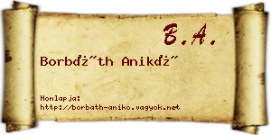 Borbáth Anikó névjegykártya